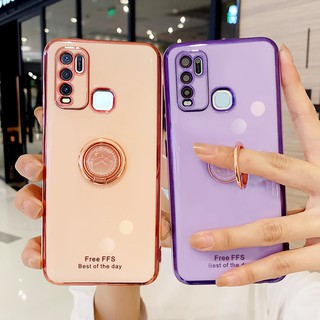 เคส vivoy31 เคส vivo y20 เคส VIVO Y20s Y12s Y20 Y20sg V21 5G Y72 เคส vivo V19 V20Pro V20SE Y50 Y30 V17 เคส oppo Y15 Y12 Y17 V11i V15 S1 S1Pro Y91i Y95 โทรศัพท์มือถือซิลิโคนนิ่ม หรูหรา พร้อมแหวนจับ สำหรับ