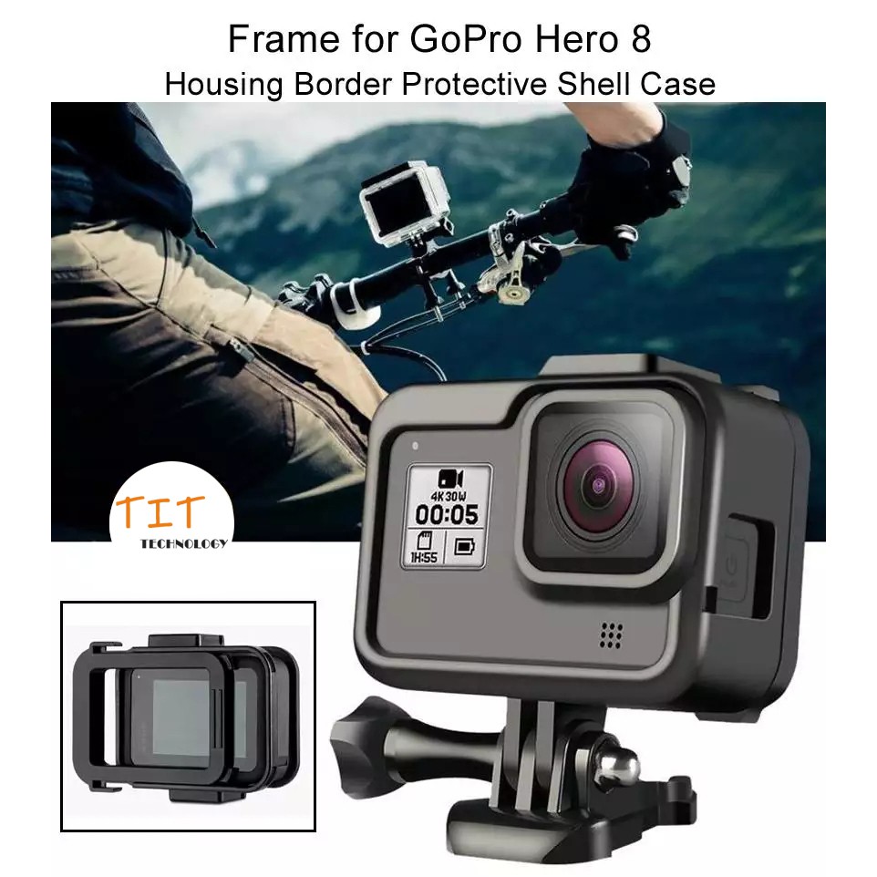 Frame กรอบ สำหรับ GoPro Hero 8 Housing เปลือกป้องกันขอบเคสสำหรับ Hero 8 สีดำอย่างรวดเร็วซิปและสกรูที