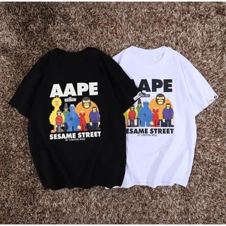 เสื้อยืดผ้าฝ้าย Aape- เสื้อยืดลําลอง แขนสั้น ทรงหลวม แฟชั่นสําหรับผู้ชาย และผู้หญิง