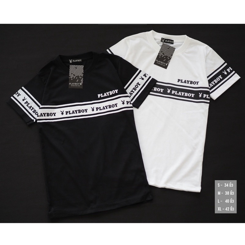 พร้อมส่ง PLAYBOY เสื้อยืดเพลบอย งานสกรีนช่วงลำตัวแน่นๆ ผ้าคอตตอนล้วนนิ่มใส่สบาย เสื้อยืดทรงตรง ใส่ได้ทั้งชายและหญิง
