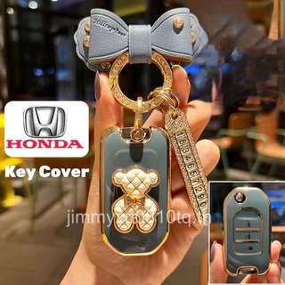 เคสกุญแจรถยนต์ honda ACCORD CIVIC CRV5 HRV FIT CRV พวงกุญแจ พวงกุญแจรถยนต์ ปลอกกุญแจรถยนต์ กระเป๋าใส่กุญแจรถยนต์ tpu get free bear stickers