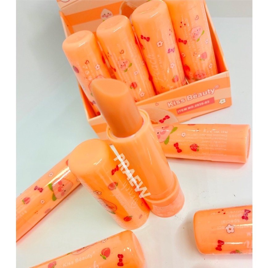 🍑kiss Beauty ลิปมันเปลี่ยนสีลูกพีช ลิปมันสารสกัดจากลูกพีช เปลี่ยนสีได้ โชว์ริมฝีปากสวยๆ No.2935-03​🍑