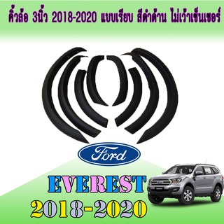 คิ้วล้อ//ซุ้มล้อ//โปร่งล้อ  3 นิ้ว  ฟอร์ด เรนเจอร์ FORD Ranger 2018-2020 แบบเรียบ สีดำด้าน ไม่เว้าเซ็นเซอร์