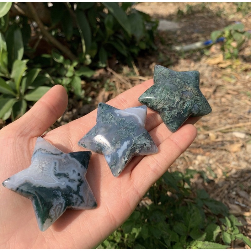 1PC Natural Moss Agate  มอสอาเกต | Top High Quality | Moss agate is said to encourage tranquility and emotional balance.