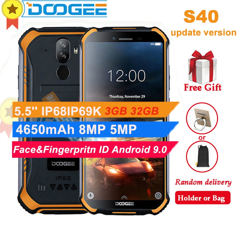 DOOGEE S40 Android 9.0 4G Network Rugged Mobile Phone 5.5inch Cell Phone MT6739  3GB RAM 32GB ROM 8.