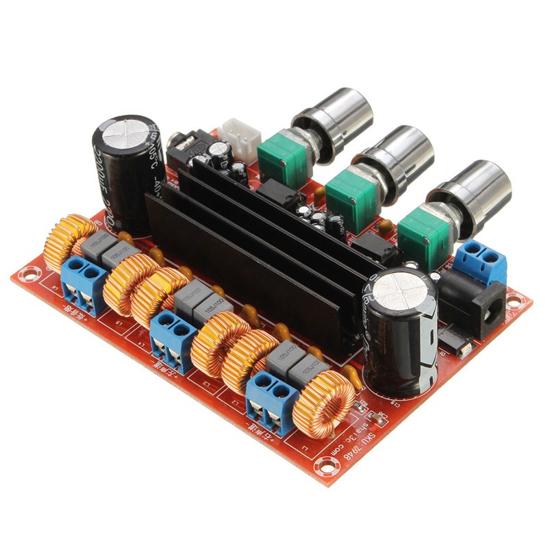 บอร์ดขยายเสียง class d  2.1 50Wx2 + ซับวูฟเฟอร์ 100W พร้อมกล่องใส