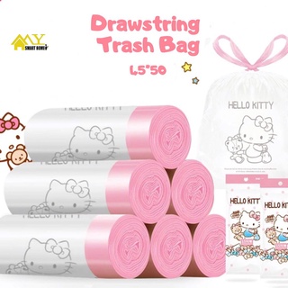 ถุงขยะพลาสติก แบบหนา ขนาดใหญ่ 45x50 นิ้ว ลาย Hello Kitty แบบใช้แล้วทิ้ง สําหรับรถยนต์ จํานวน 15 ชิ้น ต่อม้วน