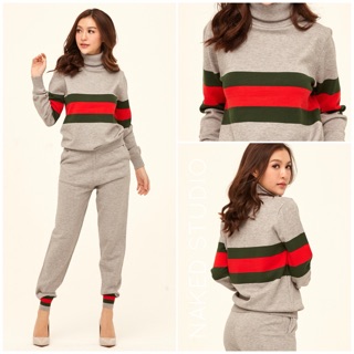 GC Stripe Knit Set 2 ชิ้น เสื้อแขนยาว +กางเกงขายาวทอลาย