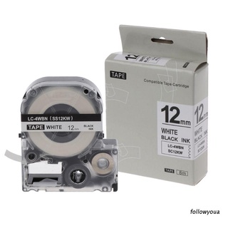 folღ Black on White Label Tape Compatible Epson Label Tapes 12mm For LW-300 LW-400