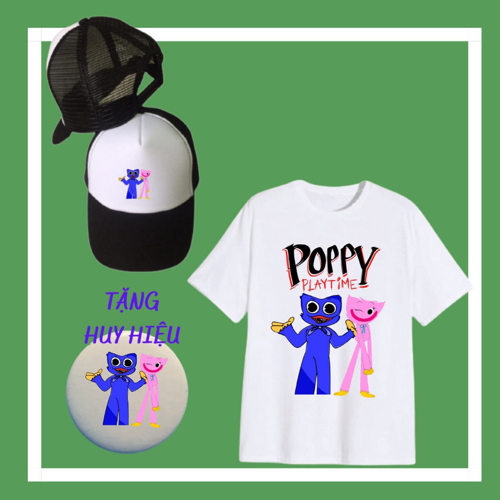 เสื้อยืดเด็กพิมพ์ลาย Huggy Wuggy แขนสั้น ทรงหลวม ใส่สบาย ป้าย Huggy Wuggy Hat Huggy Wuggy