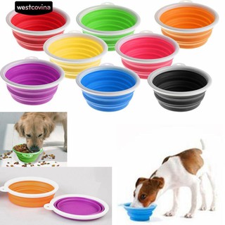 พับได้ท่องเที่ยวสัตว์เลี้ยง Feeding Bowl Dog แมว Feeder จานน้ำ