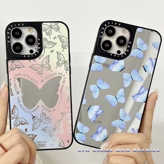 Casetify เคสโทรศัพท์มือถืออะคริลิคแข็ง กันกระแทก ลายผีเสื้อสีฟ้า สําหรับ iPhone 13 12 11 Pro MAX IX XS MAX XR iPhone 6 6s 7 8 Plus