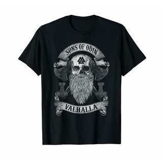 เสื้อยืด ลาย Valhalla Viking Warriors Skull Norse Sons of Odin สําหรับผู้ชาย เสื้อยืด คอกลม แขนสั้น ผ้าฝ้าย แฟชั่นฤดูร้อ