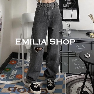 EMILIA SHOP กางเกงขายาว กางเกงเอวสูง กางเกงขายาวผู้หญิง 2022 ใหม่ ES220060