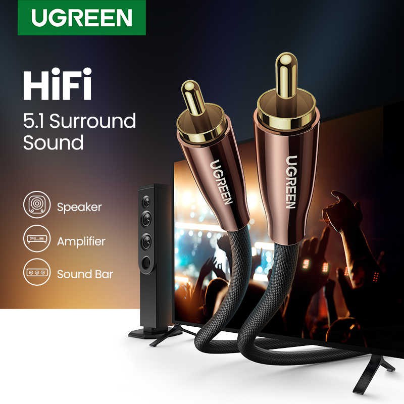Ugreen HiFi 5.1 SPDIF RCA to RCA Male to Male Coaxial Cable Stereo Audio Cable Nylon RCA Video Cable(70684,10190)