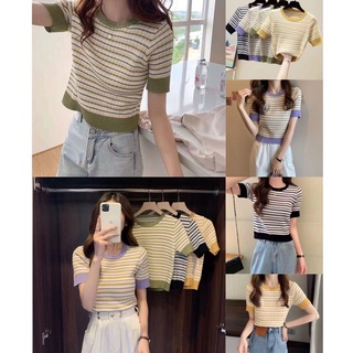 พร้อมส่ง*เสื้อยืดไหมพรม*ถักลายไหมพรม ตามแบบตามรูป ผ้านิ่มใส่สบาย2010*