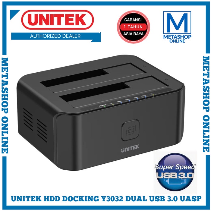 UNITEK HDD SSD DOCKING DUAL USB 3.0 Y3032 Harddisk SATA 3 CLONE UASP