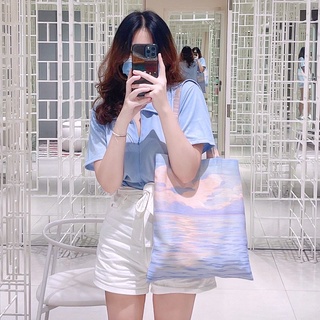 🌟HOT🌟vibes.brandd♡☁️Cloudy me tote bag☁️ กระเป๋าผ้า กระเป๋าสะพายข้าง