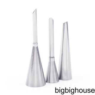 [Biho] 3pcs Puff Nozzle Set Multipurpose Cake Piping Bag Baking Decorating Tips Stainlee Steel Pastry Fondant