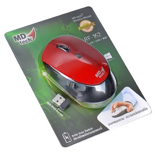 Wireless Mouse RF-162 MD-Tech USB เม้าส์ไร้สาย สีดำ/แดง