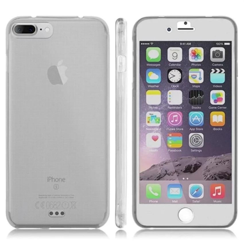 Slim Soft TPU Rubber Transparent Front Back Case Cover For Apple iPhone 7 Plus 5.5"-Grey  #355