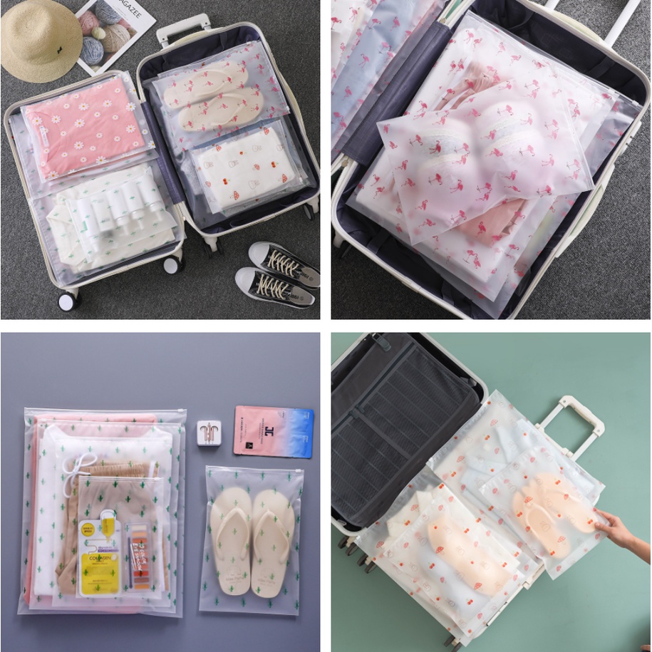 CHIKOISM - Flamingo Cactus Daisy Mushroom Travel Pouch Drawstring Organizer กันน้ําอเนกประสงค์ Make 