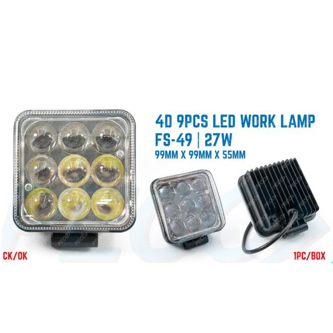 FS-49 4D 9PCS LED WORK LAMP (27W)
