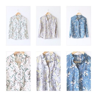 เสื้อเชิ้ตแขนยาว yumi floral shirt แบรนด์ sisstyle