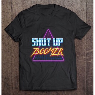 พร้อมส่ง เสื้อยืดแขนสั้น คอกลม ผ้าฝ้าย 100% พิมพ์ลาย Shut Up Boomer Vaporwave ทรงหลวม หลากสี แฟชั่นฤดูร้อน สําหรับผู้ชาย