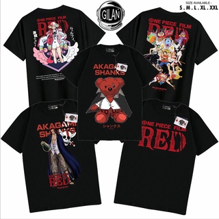 เสื้อยืดโอเวอร์ไซส์เสื้อยืด พิมพ์ลายอนิเมะวันพีช Gilan RED UTA Kagami LUFFY สไตล์ญี่ปุ่น A-0014S-4XL