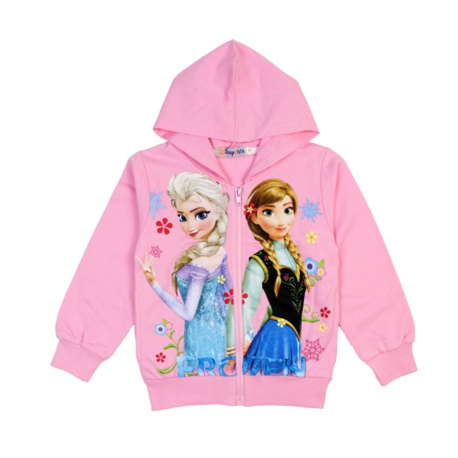 พร้อมส่ง เสื้อแจ๊คเก็ตกันหนาวเด็กมีฮู้ด เสื้อกันหนาวเด็กมีฮู้ดลายเจ้าหญิง เสื้อกันหนาวมีฮู้ดลาย Frozen