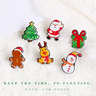 Fulllove เข็มกลัดลายการ์ตูนน่ารัก สไตล์เกาหลี Xmas Christmas Gifts Mini Brooch Cute