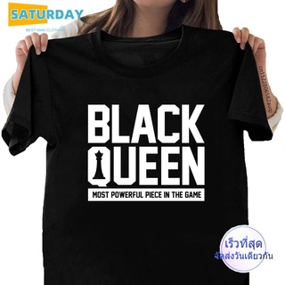 เสื้อยืด ผ้าฝ้าย พิมพ์ลาย Queen Most Powerful Piece In The Game สีดํา