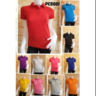 PCS061 เสื้อโปโลผู้หญิง สีแดง เข้ารูป ผ้าจูติเนื้อระเอียด มีเก็บเงินปลายทาง เสื้อคอปกผู้หญิง เสื้อยืดโปโล