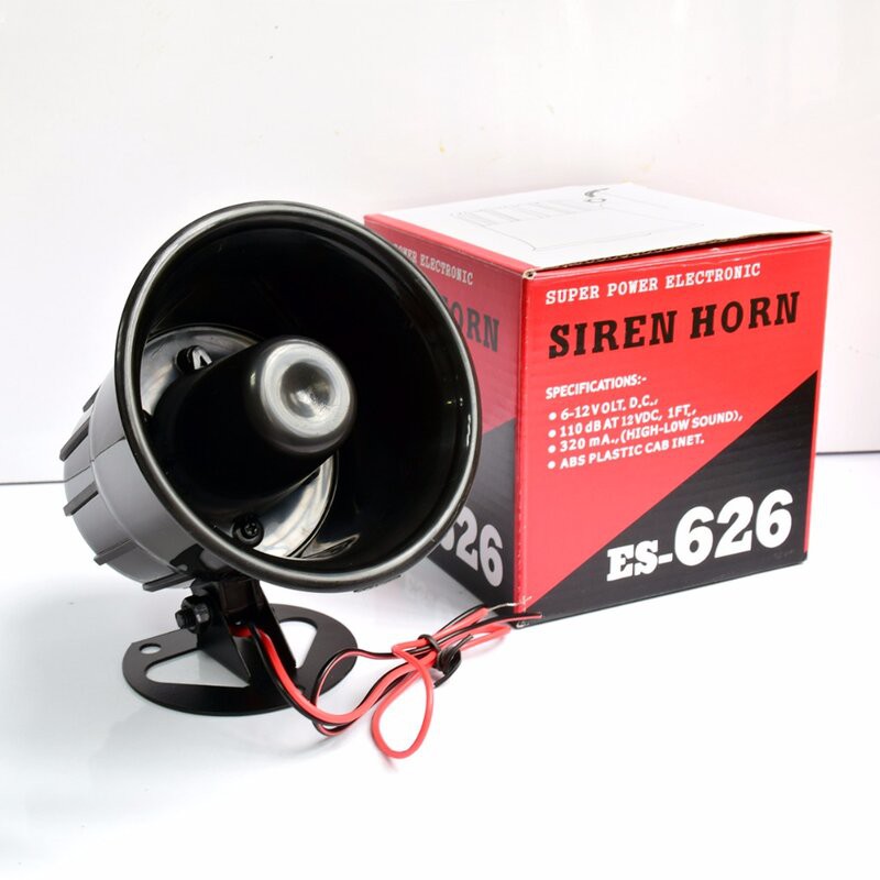 เสียงสัญญาณเตือนภัย Siren Horn Sound มีสายปลุก Siren Horn กลางแจ้งสำหรับสายระบบ House ความปลอดภัยเสียงไซเรน 110db สีดำ