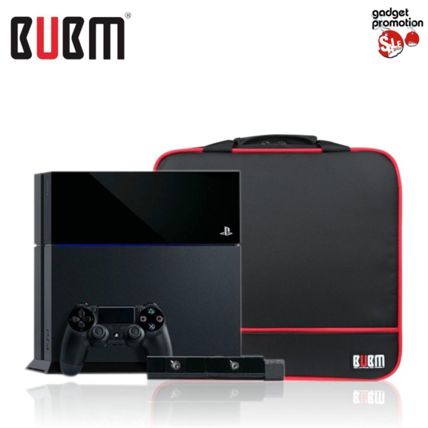 BUBM กระเป๋าใส่เครื่องเกมส์ PS4, PS4 Slim กันน้ำกันกระเเทกพร้อมสายสะพาย (Black)