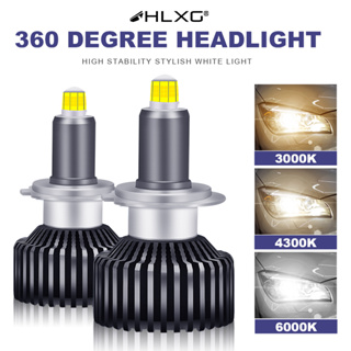 Hlxg หลอดไฟเทอร์โบ H7 LED H1 CSP ลูเมนสูงมาก 9005 9006 HB3 HB4 12V 6000K 3000K 4300K 9012 H8 H9 50000LM D4S D4R D2S D2R h11 สว่างมาก