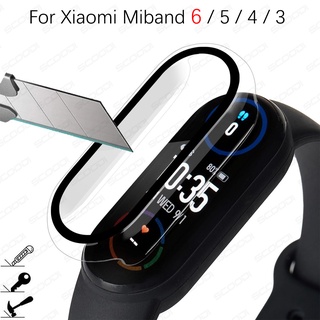 2in1 ฟิล์มกระจกนิรภัย + เคส PC แบบแข็ง สําหรับ Xiaomi Miband 7 6 5 4 3 PC กันชน ป้องกันเต็มจอ