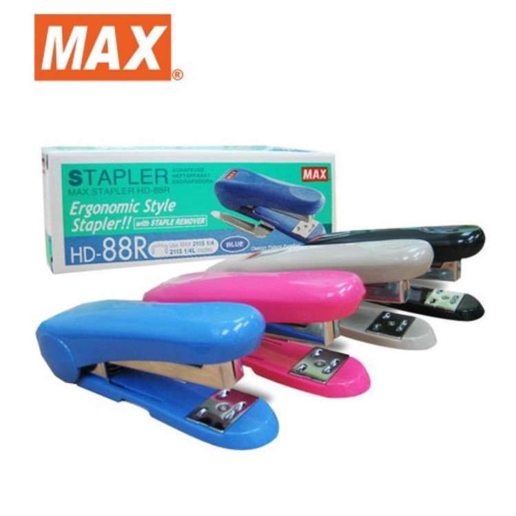 Max HD-88R เครื่องเย็บกระดาษสไตล์ตามหลักสรีรศาสตร์พร้อมที่ถอดลวดเย็บ