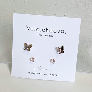 vela.cheeva : jewelry เซตต่างหู ต่างหูแฟชั่น สไตล์มินิมอล เรียบง่าย ใส่แล้วน่ารักมากๆ ( pink gold )