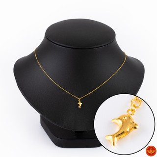 LSW สร้อยคอทองคำแท้ ครึ่ง สลึง (1.89 กรัม) ลายโซ่ทุบระย้าปลาโลมา NB-1