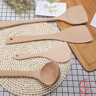 ตะหลิวไม้บีช พลั่วไม้ ไม้พายทำอาหาร ทำจากไม้จริง จับถนัดมือ shovel spoon
