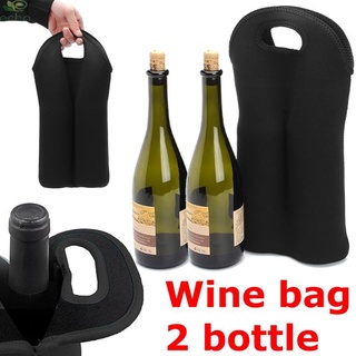 【ECHO】1* Wine Bottle Bag Carry 2 Wine Bottles Neoprene Material Black Insulated【Echo-baby】