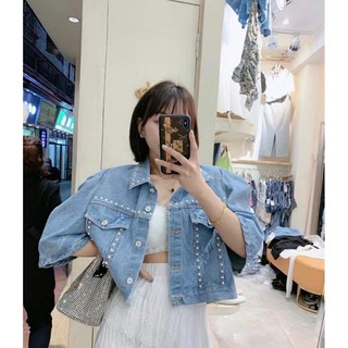 [พร้อมส่ง] NN07 Jacket ยีนส์ทรงครอปแต่งเดินเส้นมุก ทรงสวยมากค่า สไตล์korea🇰🇷