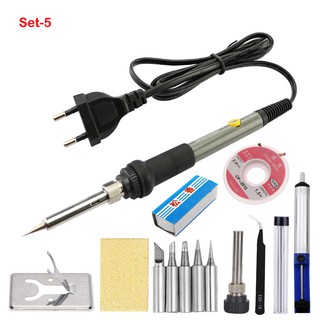 Eu/us ชุดหัวแร้งเชื่อมบัดกรีไฟฟ้า ปรับอุณหภูมิได้ 60W ด้ามจับขนาดเล็ก สําหรับซ่อมแซม