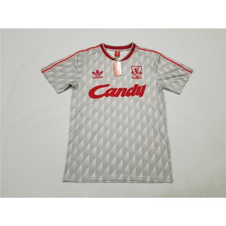 เสื้อกีฬาแขนสั้น ลายทีมชาติฟุตบอล LIV 89-90 LFC Away ชุดเยือน สไตล์เรโทร