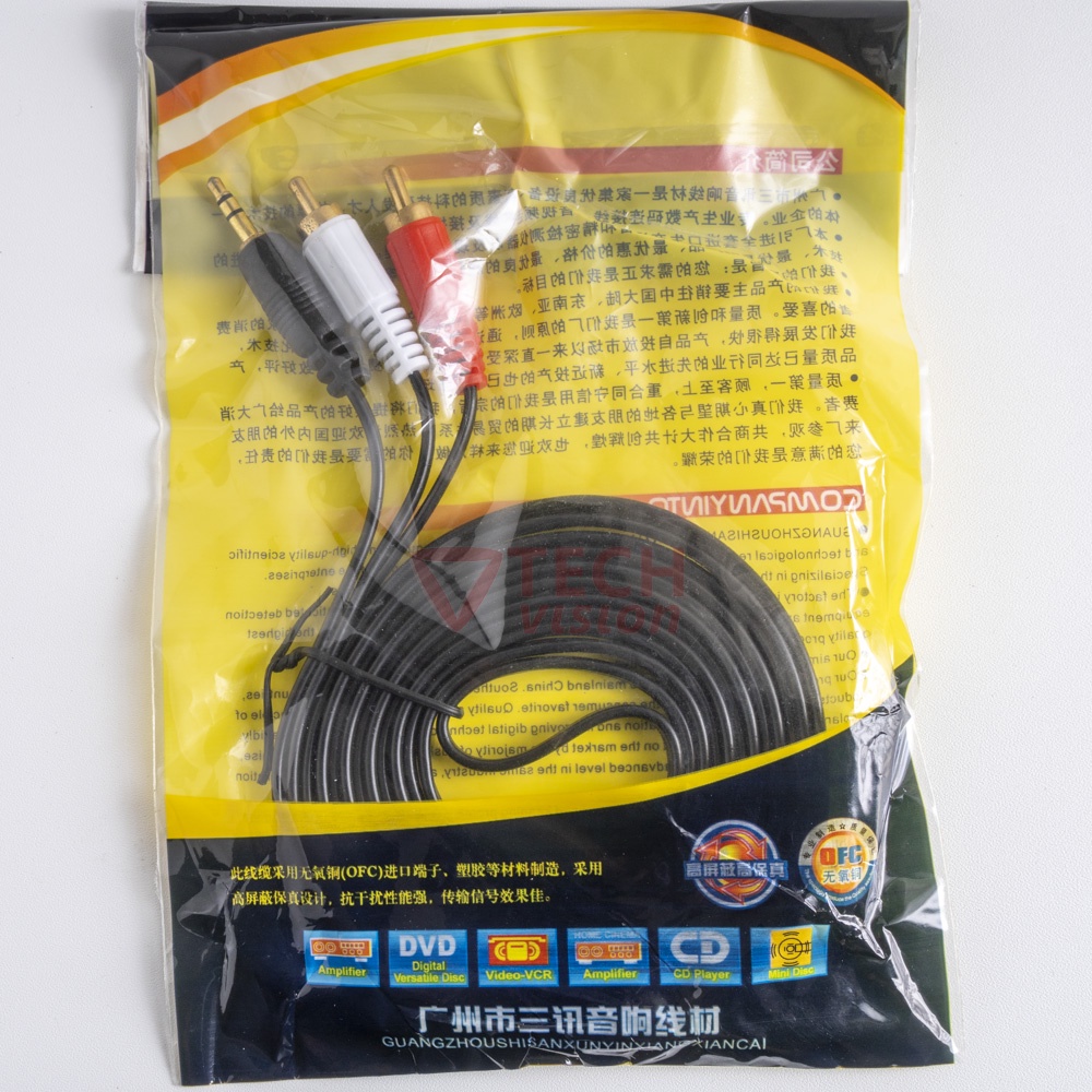 Mini Stereo to 2 RCA 3m cable aux audio 3.5mm to 2 RCA Male