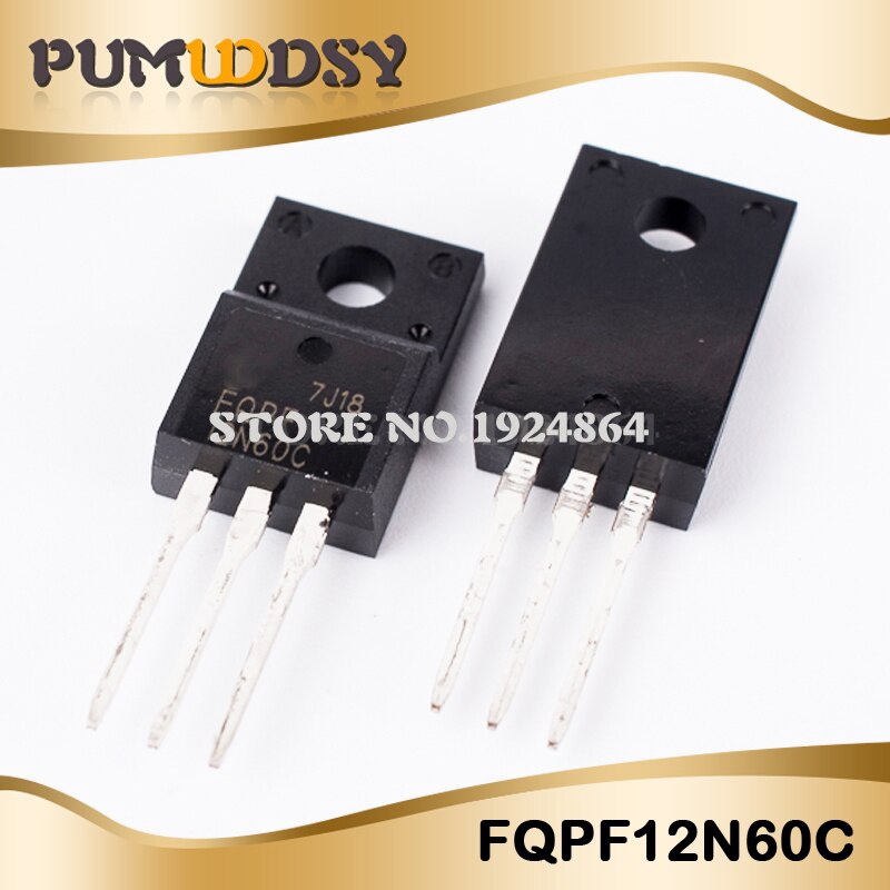 10 ชิ้น FQPF12N60C 12N60 TO-220F ทรานซิสเตอร์มอสเฟสต์