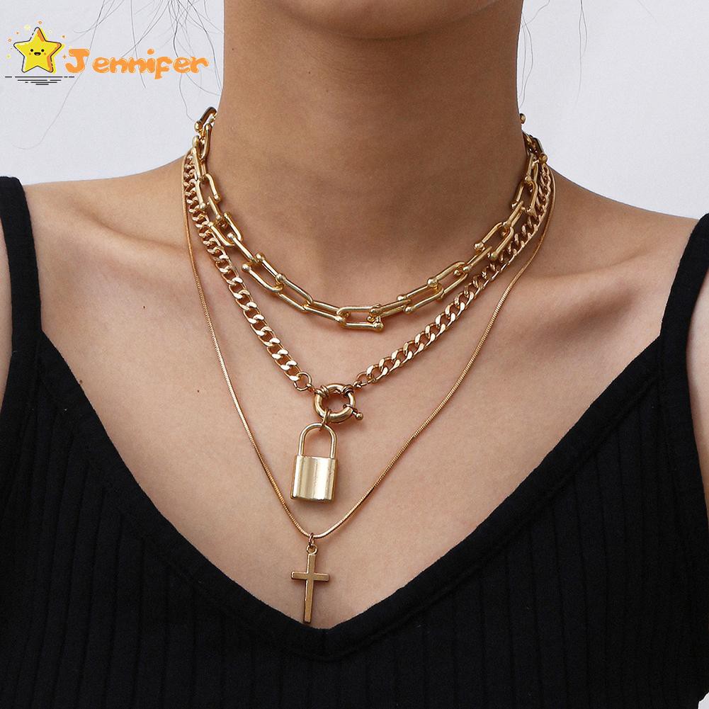 Allereya Punk Lock Necklace Choker Silver Lock Pendant Necklace Paper Clip Chain Choker Short Padlock Necklace Chain Jewelry for Women and Girls (Silver) price in Saudi Arabia | Amazon Saudi Arabia