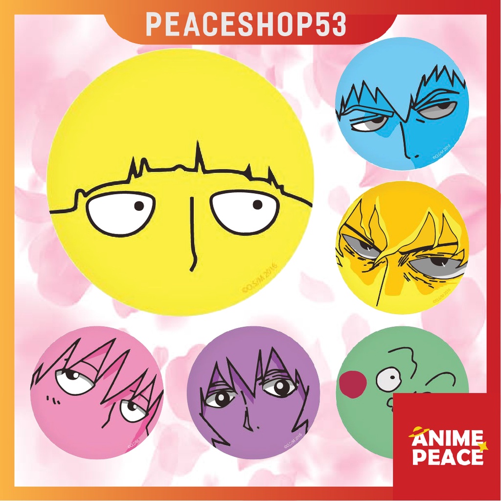 Mob Psycho Shigeo Kageyama Reigen Badge Glitter อะนิเมะ Mob Psycho Badge อะนิเมะมังงะอุปกรณ์เสริม Ve